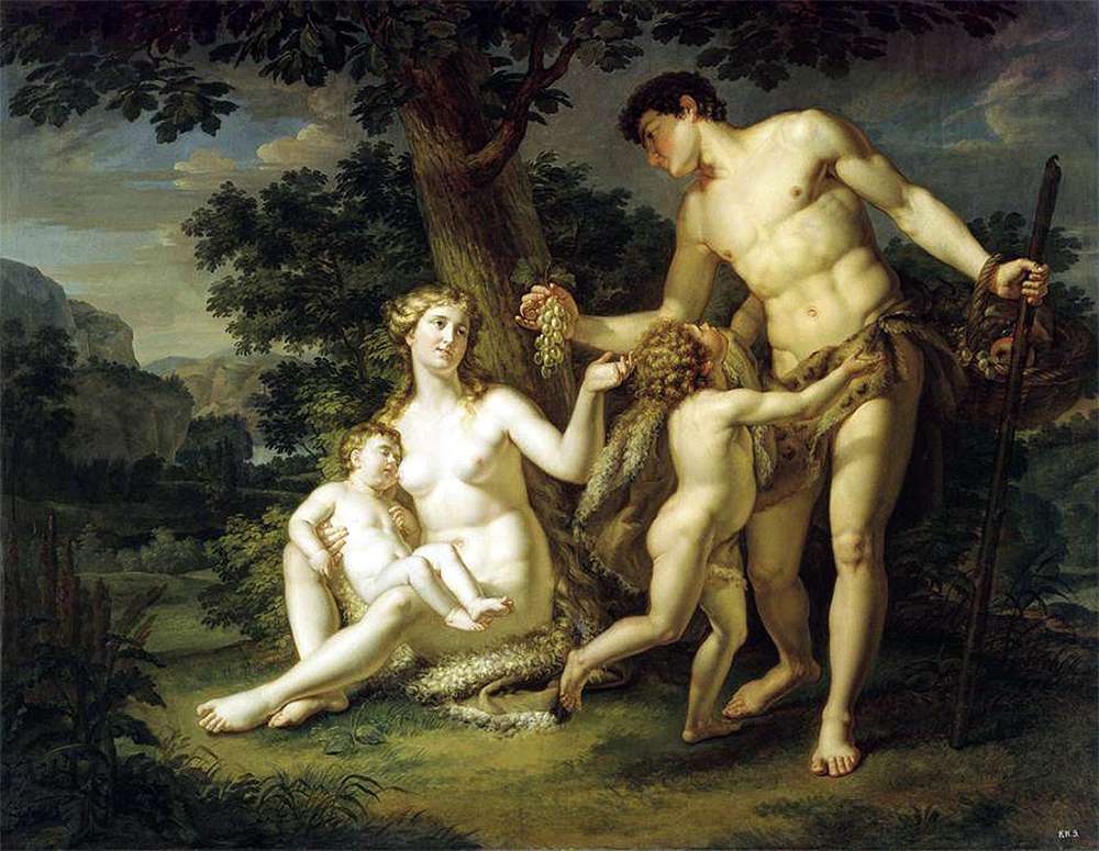 Адам и Ева с детьми под деревом после изгнания из рая (Adam and Eve with the children under the tree after being banished from paradise)